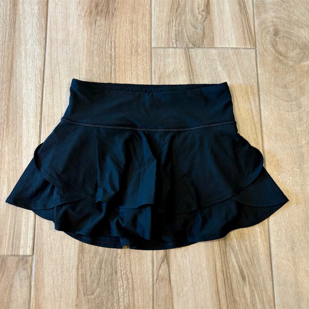 Athleta Girl Skort Girls XL 14 Black Tiered Ruffle Tennis Built-In Shorts